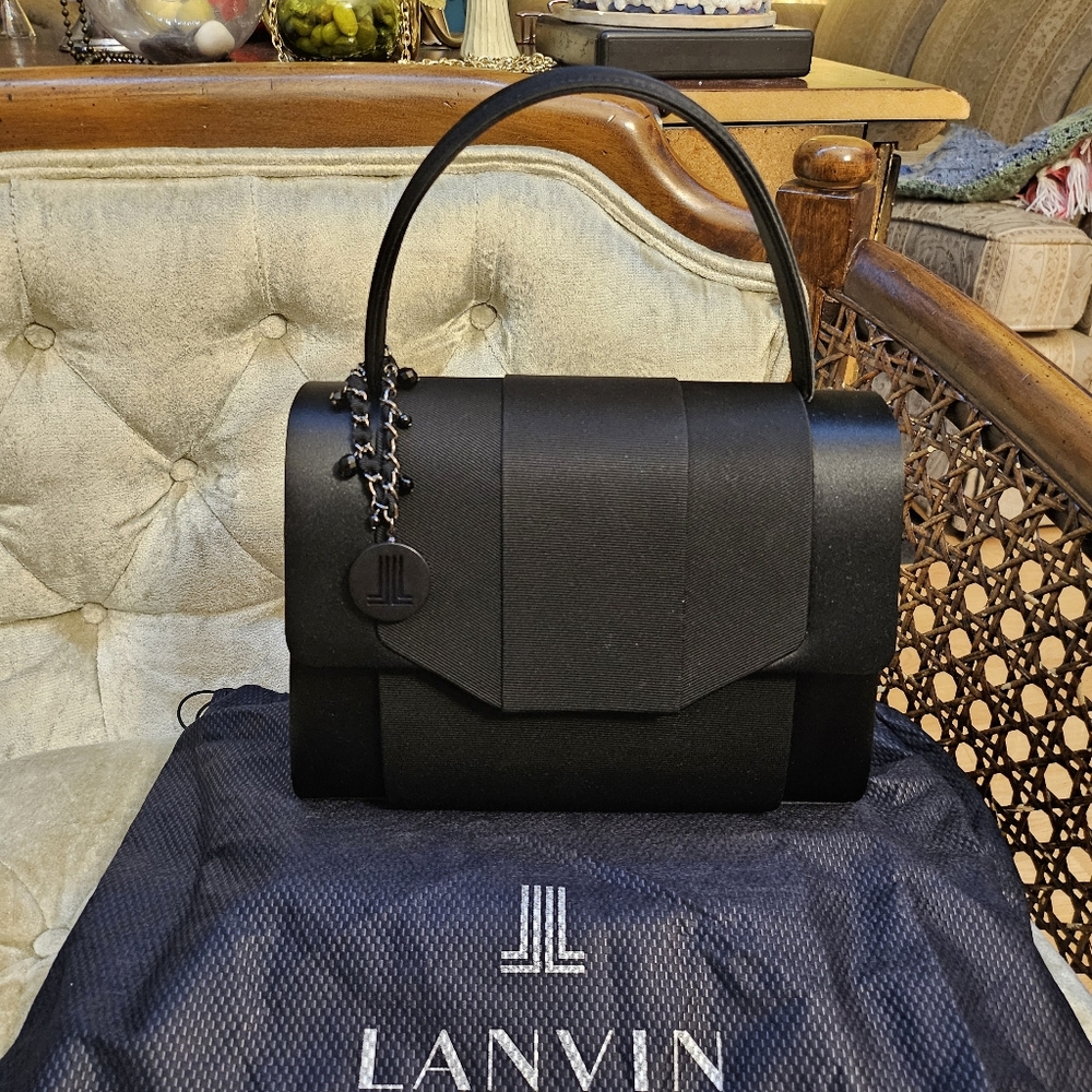 Authentic Lanvin top handle fabric bag